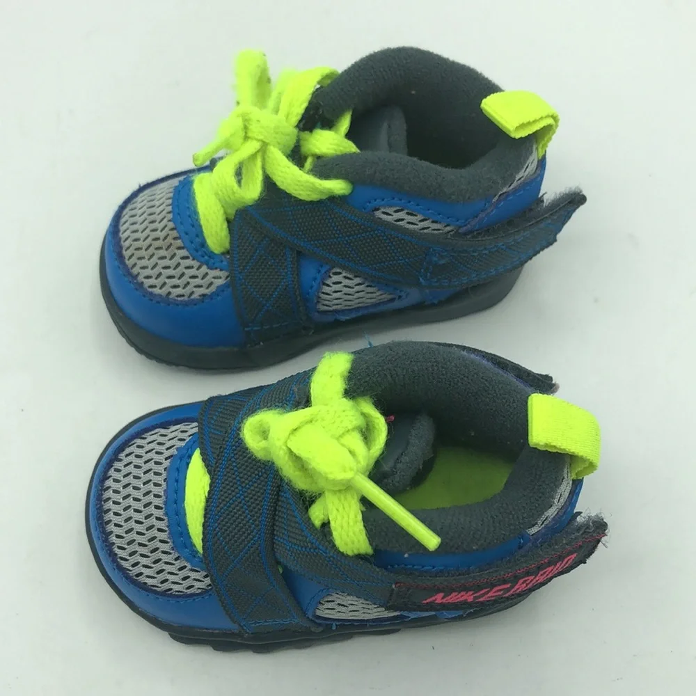 Nike Raid Toddler Shoes Size 2C Blue Neon Volt 644415-005 Athletic Sneakers